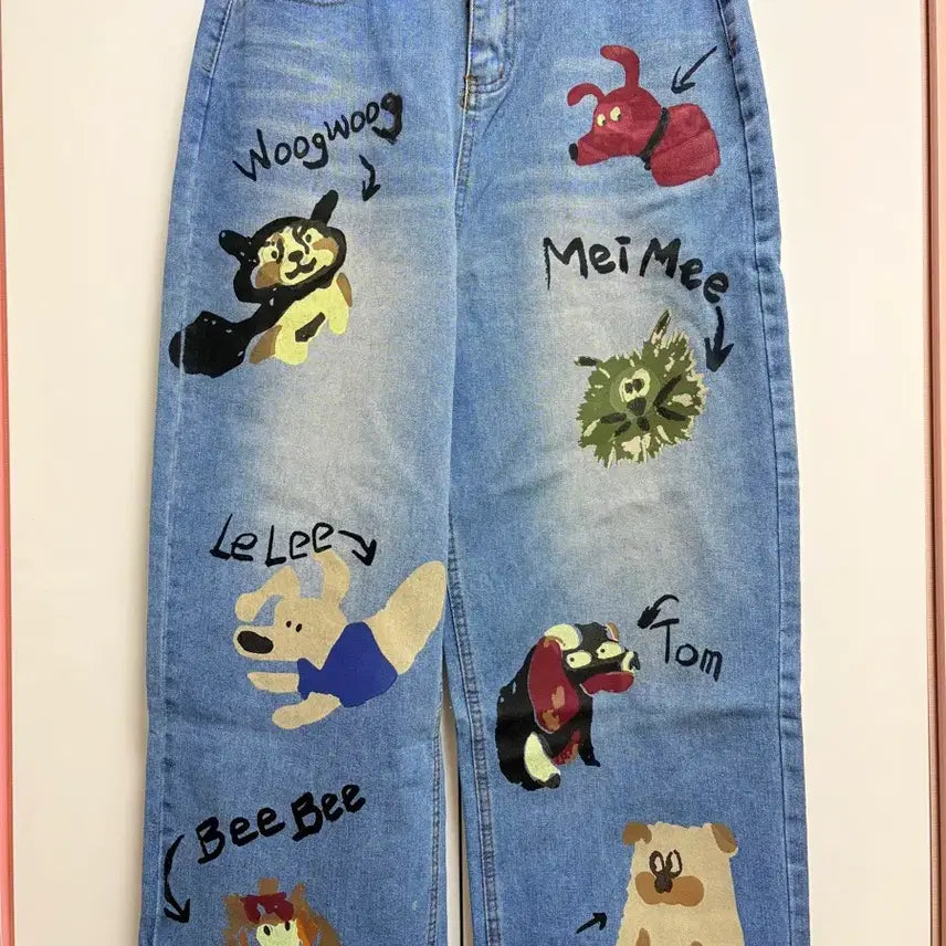 [BUNJANG] Denim Jeans with Character Print / 청바지