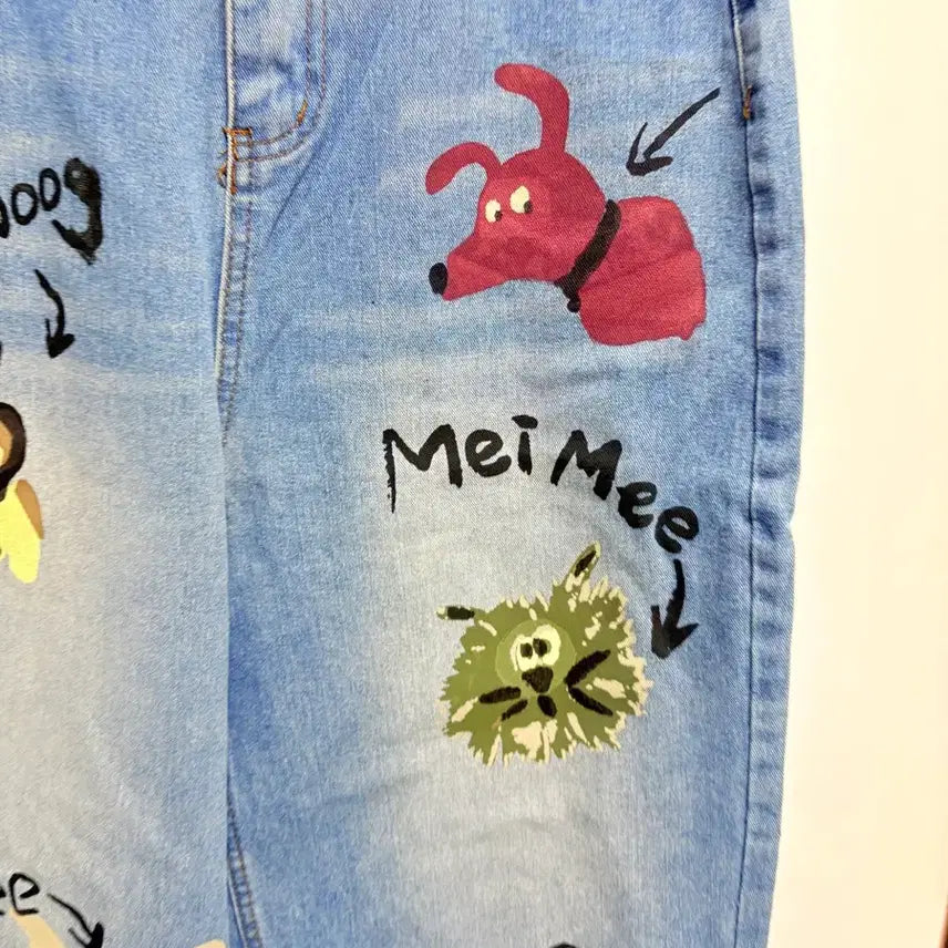 [BUNJANG] Denim Jeans with Character Print / 청바지