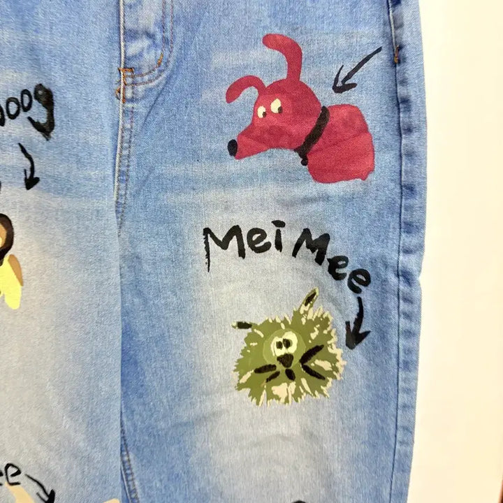 [BUNJANG] Denim Jeans with Character Print / 청바지
