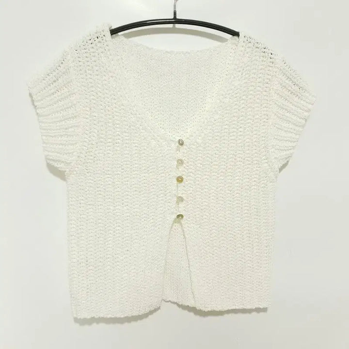 [BUNJANG] F Ivory Crop Cardigan / 여름 크롭 가디건 F 아이보리_i3991