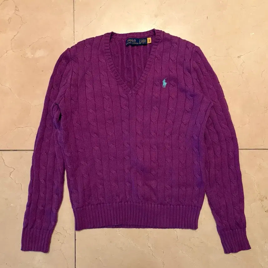 [BUNJANG] Polo Ralph Lauren V-Neck Knit Grape Color / 폴로 브이넥 니트 (포도색)