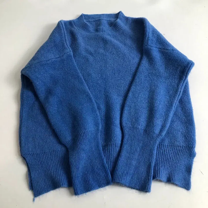 [BUNJANG] Blue Round Neck Knit Sweater / 블루 라운드넥 니트 스웨터