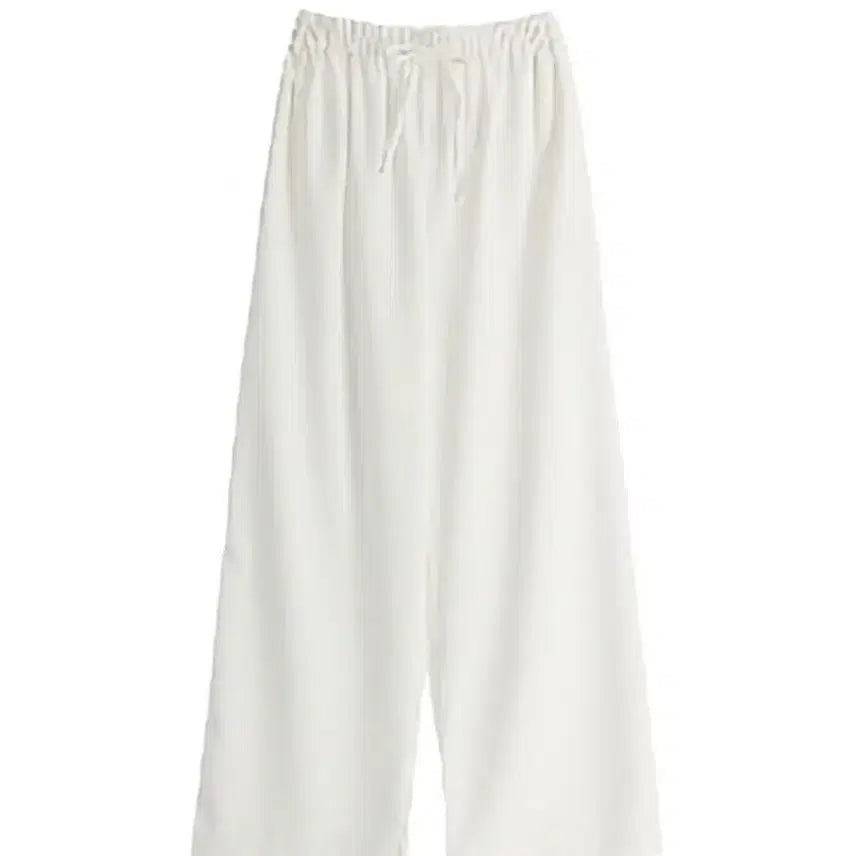 [BUNJANG] White Banded Wide Pants / 화이트 밴딩 와이드 팬츠