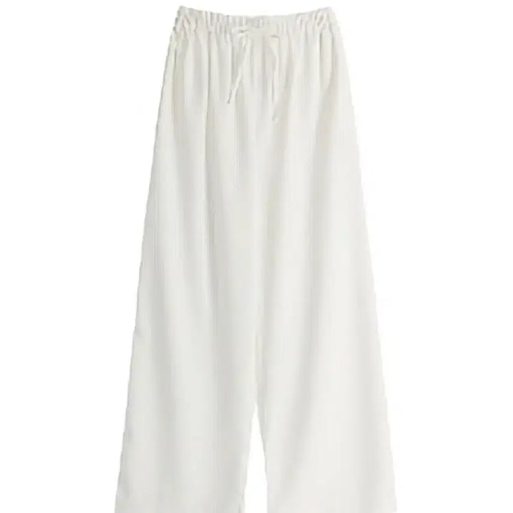 [BUNJANG] White Banded Wide Pants / 화이트 밴딩 와이드 팬츠