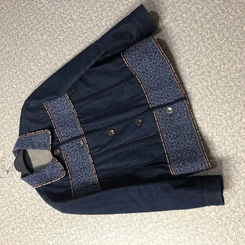 [BUNJANG] Benetton Tweed Denim Jacket / 베네통 트위드 데님 자켓 청 올드머니룩 정소민착용