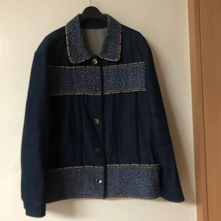 [BUNJANG] Benetton Tweed Denim Jacket / 베네통 트위드 데님 자켓 청 올드머니룩 정소민착용