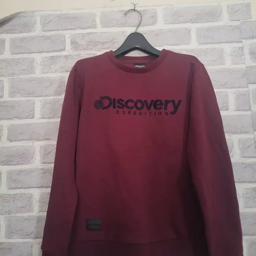 [BUNJANG] Discovery Burgundy Fleece Lined T-shirt / 디스커버리 버건디 기모티셔츠90/알뜰한여우