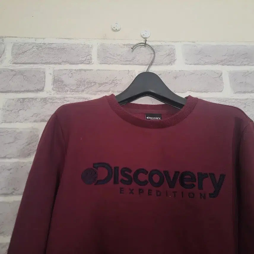[BUNJANG] Discovery Burgundy Fleece Lined T-shirt / 디스커버리 버건디 기모티셔츠90/알뜰한여우