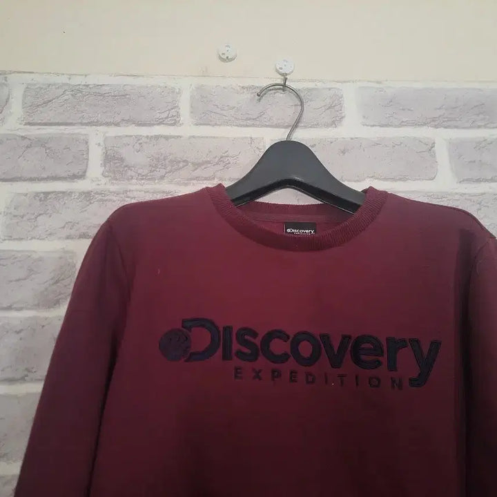 [BUNJANG] Discovery Burgundy Fleece Lined T-shirt / 디스커버리 버건디 기모티셔츠90/알뜰한여우