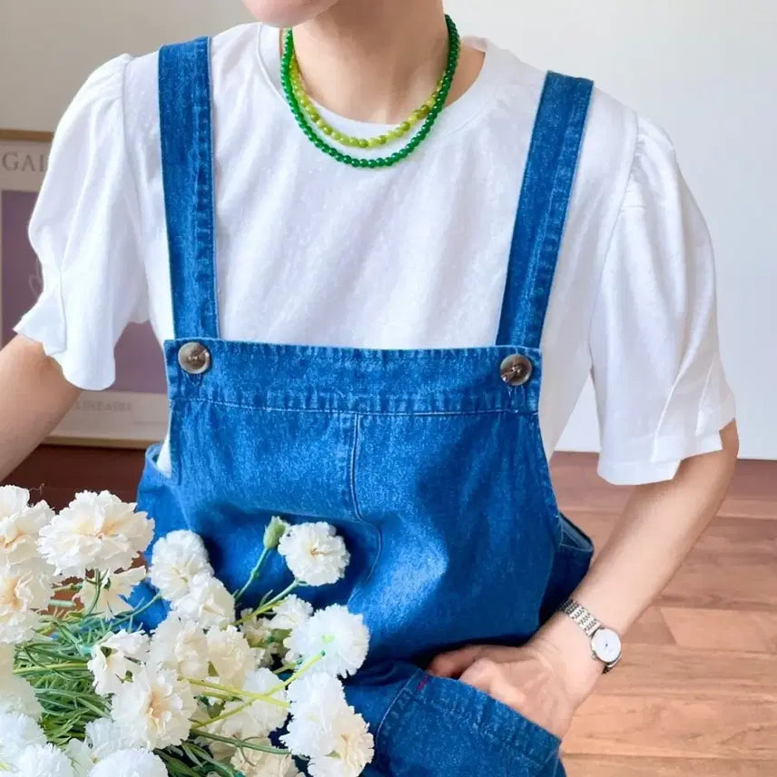 [BUNJANG] Denim Wide Jumpsuit / 데님 와이드 멜빵바지 점프수트