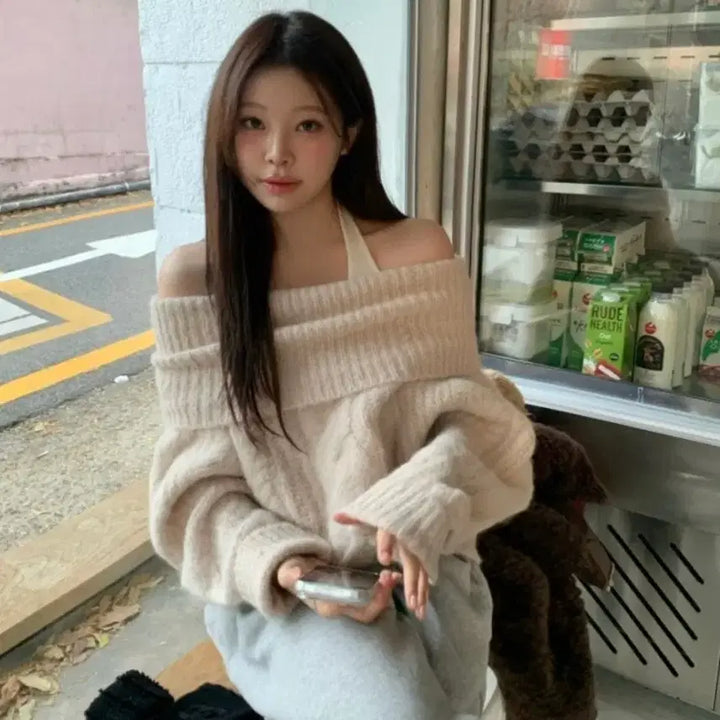 [BUNJANG] Vernie Pony Cable Knit Pink Sweater / 새상품)베르니 포니 케이블 니트 핑크