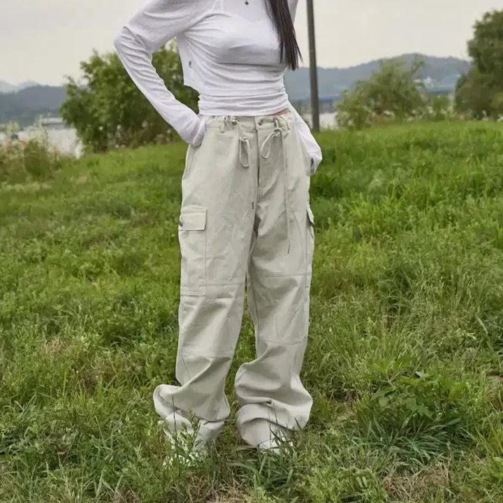[BUNJANG] As On Turn-Tone Cargo Pants Mint / 애즈온 턴톤 스트링 카고팬츠 민트