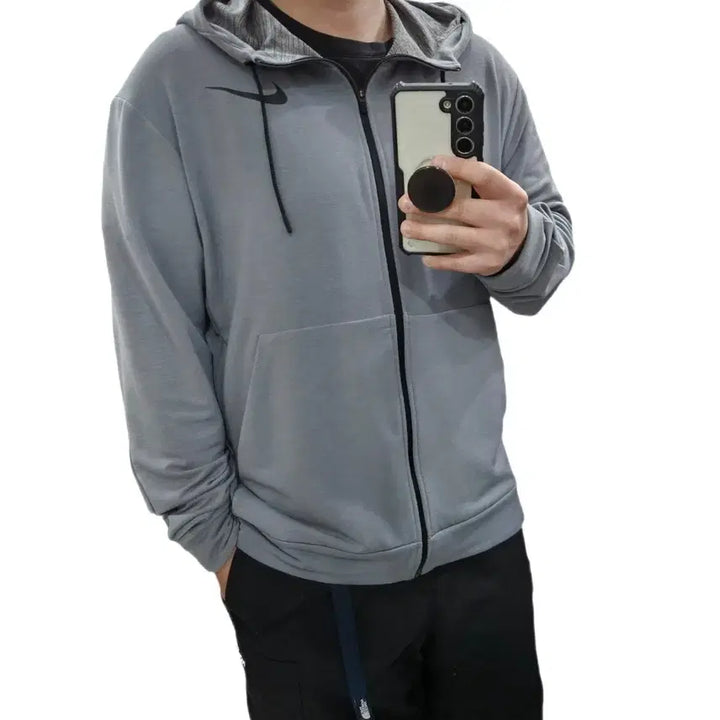 [SOLD OUT] XL 105 나이키 드라이핏 기능성 후드집업 그레이