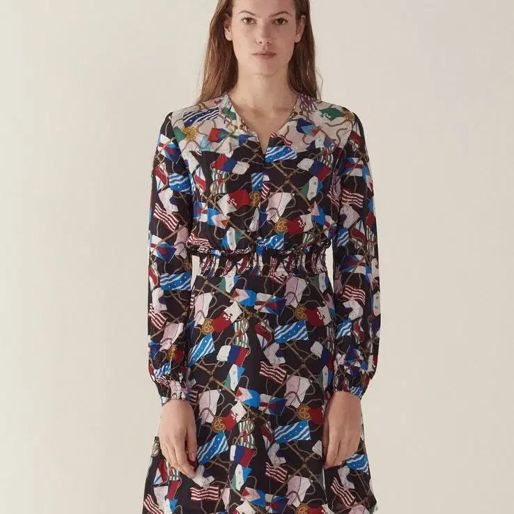 [BUNJANG] Sandro National Flag Pattern Midi Dress / 산드로 국기원피스