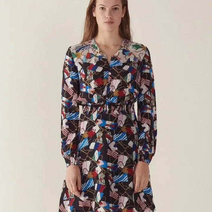 [BUNJANG] Sandro National Flag Pattern Midi Dress / 산드로 국기원피스