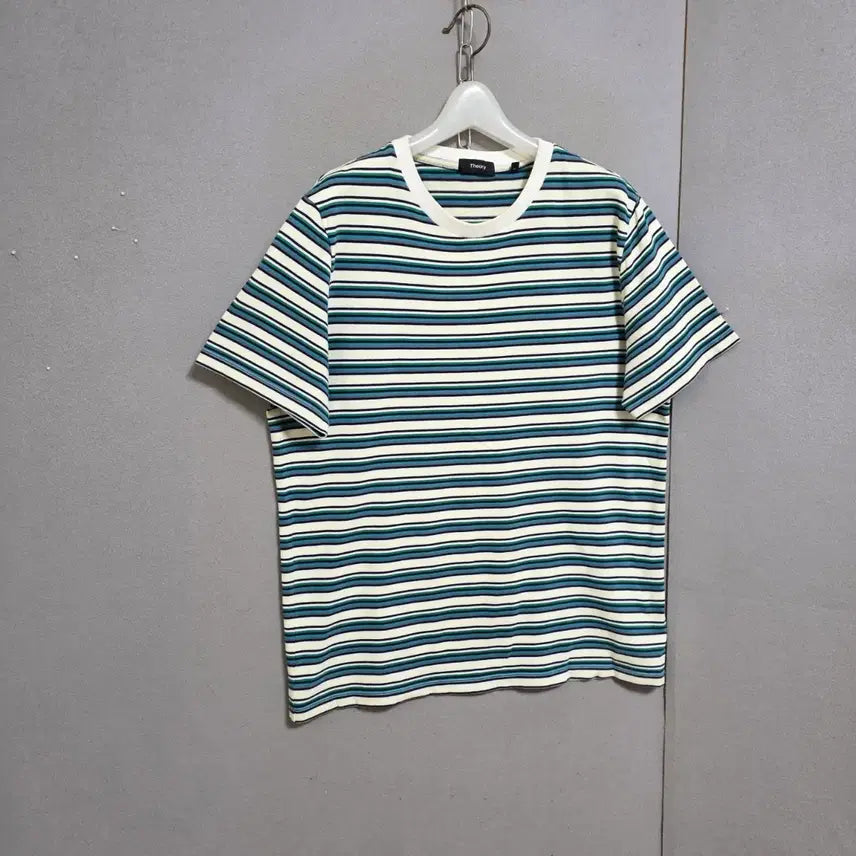 [BUNJANG] Theory Striped Round T-shirt / 띠어리 줄무늬 라운드 티셔츠 M  n3156