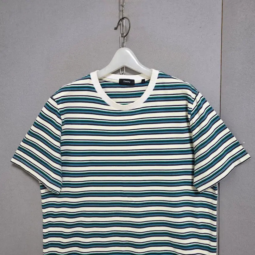 [BUNJANG] Theory Striped Round T-shirt / 띠어리 줄무늬 라운드 티셔츠 M  n3156