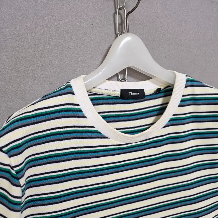 [BUNJANG] Theory Striped Round T-shirt / 띠어리 줄무늬 라운드 티셔츠 M  n3156