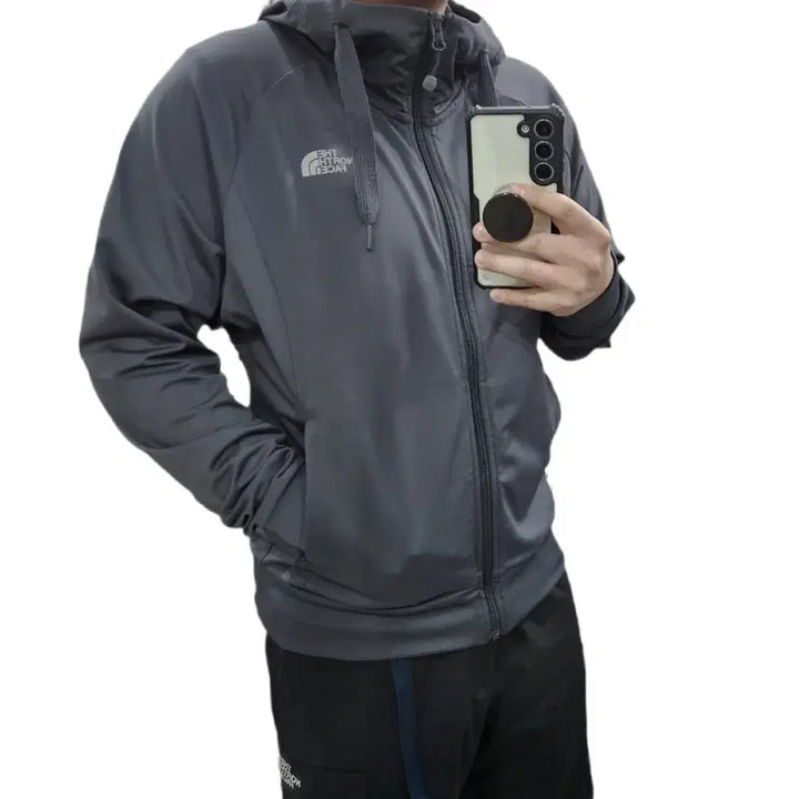 [BUNJANG] North Face Functional Hooded Zip-up Charcoal Gray / 100 노스페이스 기능성 후드집업 차콜그레이