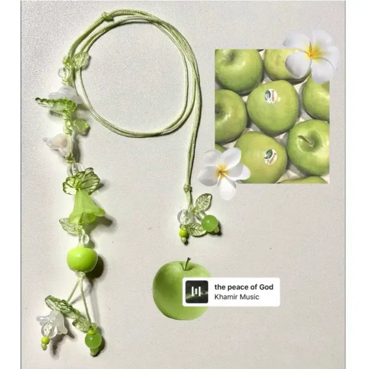 [BUNJANG] Summer Garden Green Apple Beaded Bookmark / 초여름 정원에서 주운 청사과 비즈책갈피 | 여름이 처음 열렸던 끈갈피