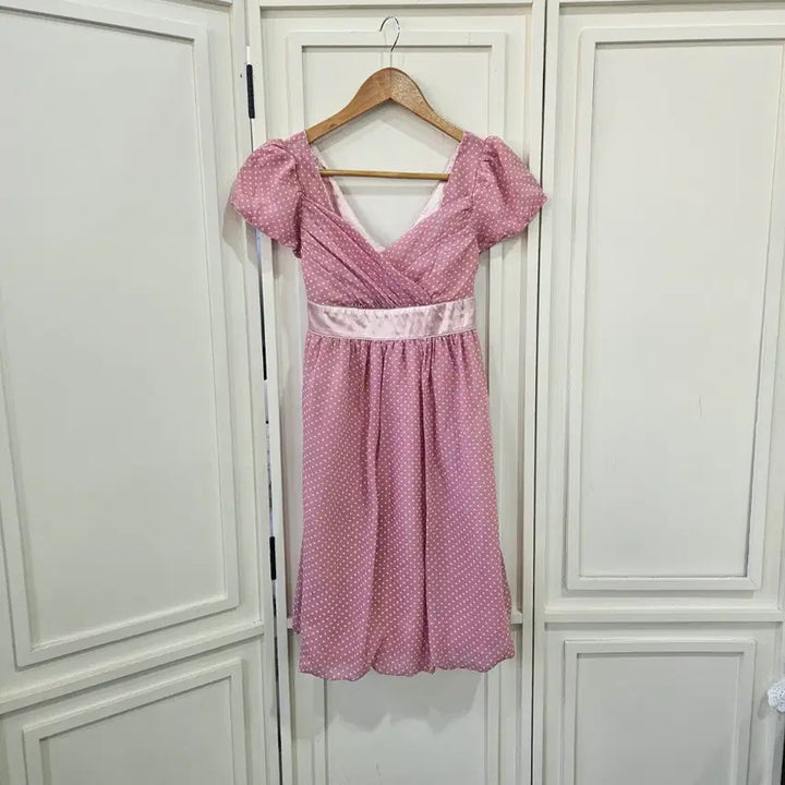 [BUNJANG] Chatty Pink Dot Vintage Dress / 도트 핑크 원피스