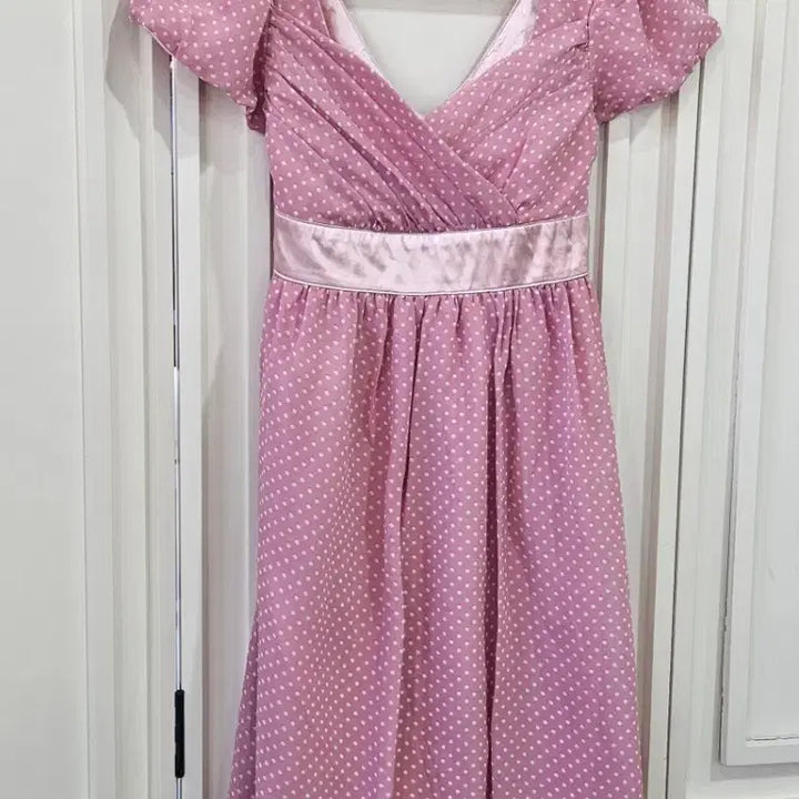 [BUNJANG] Chatty Pink Dot Vintage Dress / 도트 핑크 원피스