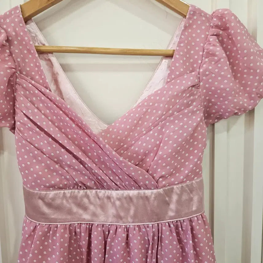 [BUNJANG] Chatty Pink Dot Vintage Dress / 도트 핑크 원피스