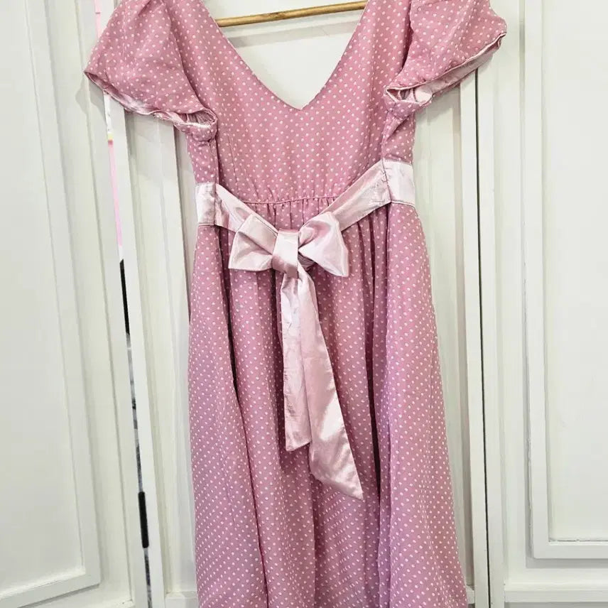 [BUNJANG] Chatty Pink Dot Vintage Dress / 도트 핑크 원피스