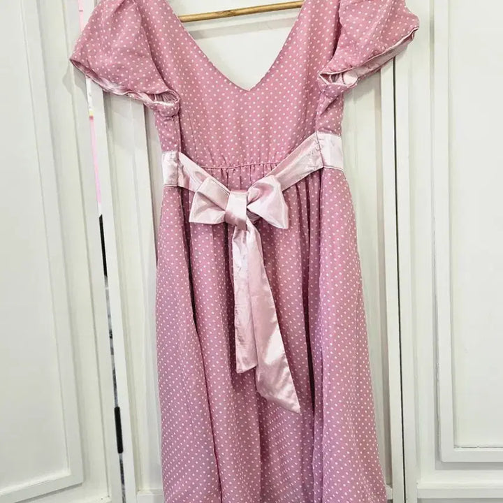 [BUNJANG] Chatty Pink Dot Vintage Dress / 도트 핑크 원피스