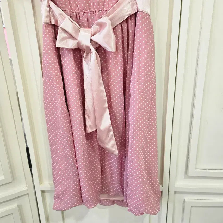 [BUNJANG] Chatty Pink Dot Vintage Dress / 도트 핑크 원피스