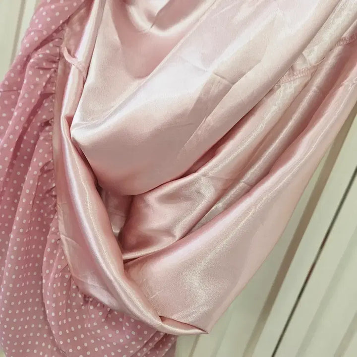 [BUNJANG] Chatty Pink Dot Vintage Dress / 도트 핑크 원피스