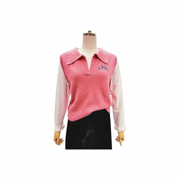 [BUNJANG] 8 Seconds Pink Collar Knit Vest / 미사용)  에잇컨솁 핑크  카라 니트 베스트