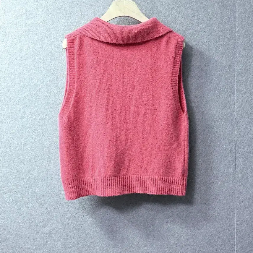 [BUNJANG] 8 Seconds Pink Collar Knit Vest / 미사용)  에잇컨솁 핑크  카라 니트 베스트