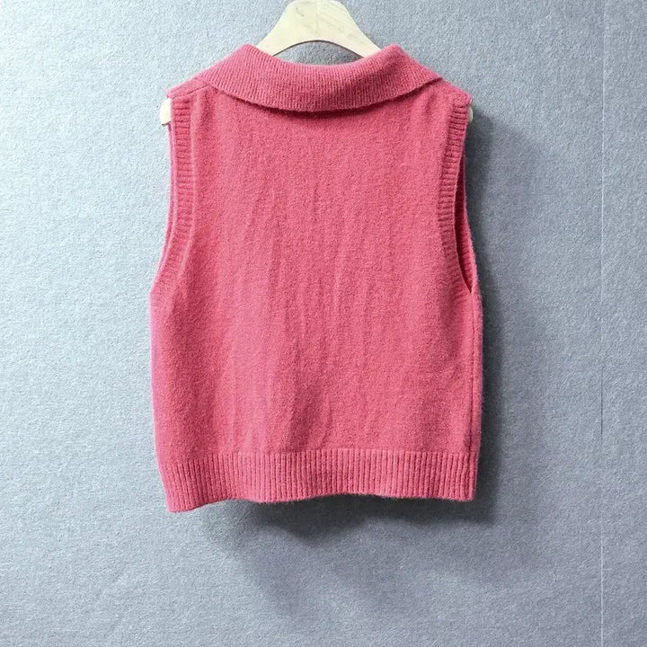 [BUNJANG] 8 Seconds Pink Collar Knit Vest / 미사용)  에잇컨솁 핑크  카라 니트 베스트
