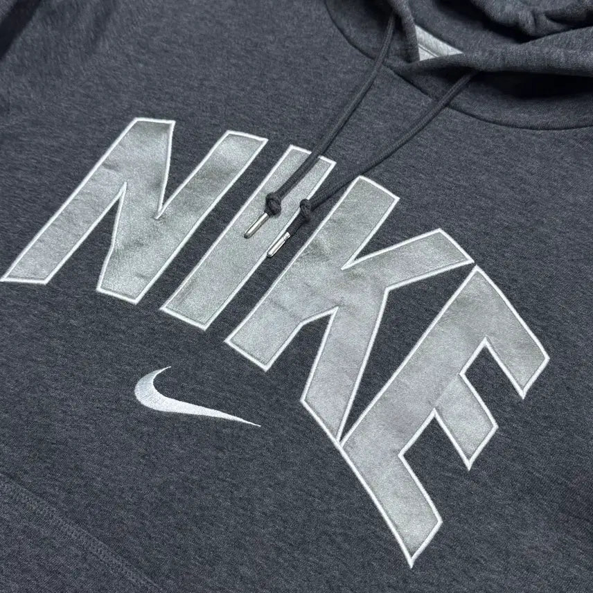 [BUNJANG] Nike Silver Big Logo Charcoal Hoodie S / 나이키 해외판 실버 빅로고 차콜후드 S