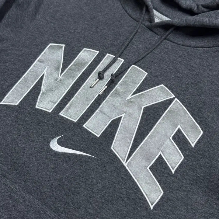 [BUNJANG] Nike Silver Big Logo Charcoal Hoodie S / 나이키 해외판 실버 빅로고 차콜후드 S
