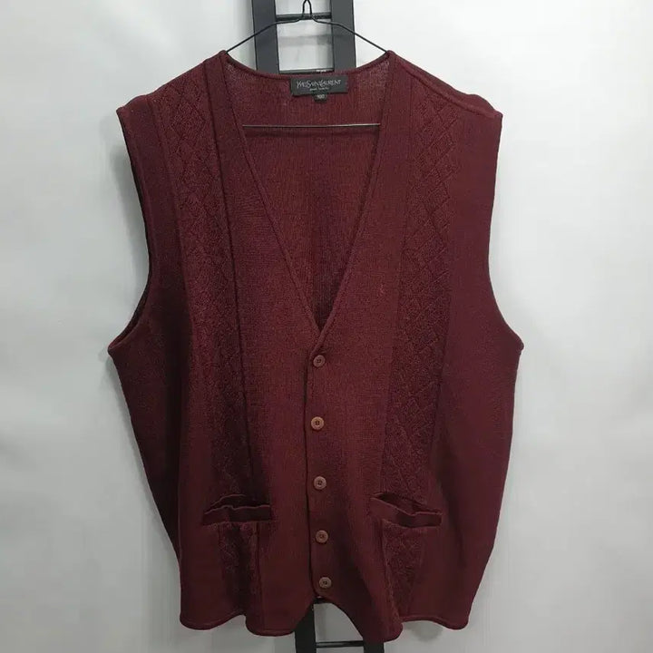 [BUNJANG] Yves Saint Laurent Wool Knit Vest Burgundy 100 / 입생로랑 니트 조끼 울 베스트 버건디 100