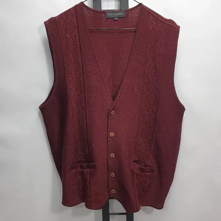 [BUNJANG] Yves Saint Laurent Wool Knit Vest Burgundy 100 / 입생로랑 니트 조끼 울 베스트 버건디 100