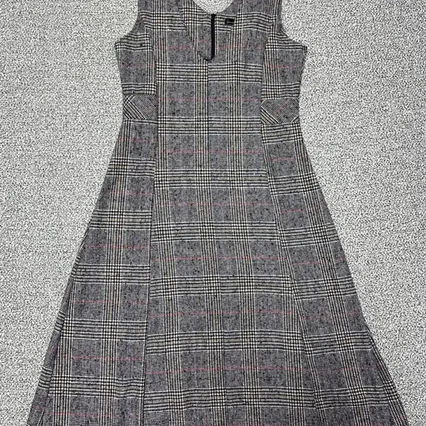 [BUNJANG] Gray Check Long Dress &amp; Gray Hooded Zip-up / 그레이 체크 모직 롱원피스