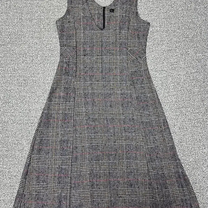[BUNJANG] Gray Check Long Dress &amp; Gray Hooded Zip-up / 그레이 체크 모직 롱원피스