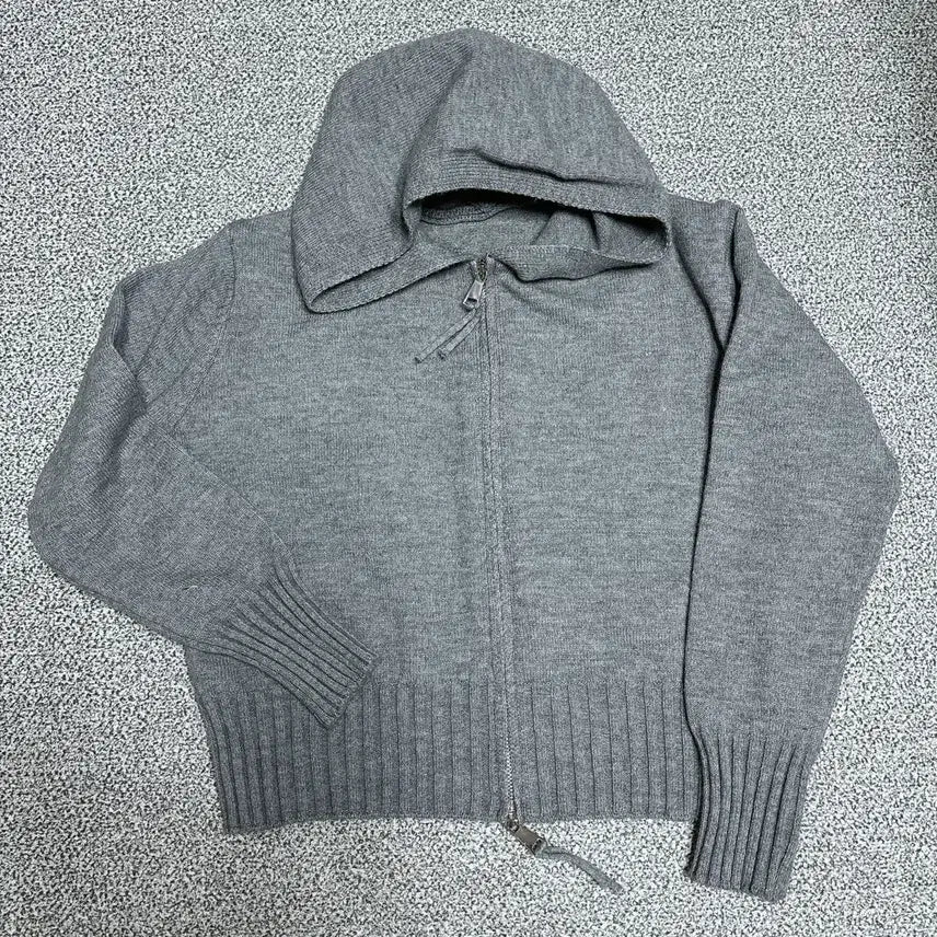 [BUNJANG] Gray Check Long Dress &amp; Gray Hooded Zip-up / 그레이 체크 모직 롱원피스