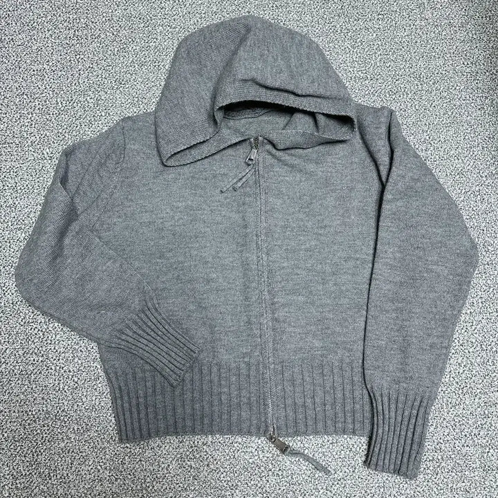 [BUNJANG] Gray Check Long Dress &amp; Gray Hooded Zip-up / 그레이 체크 모직 롱원피스