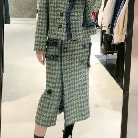 [BUNJANG] Lucky Chouette Houndstooth Skirt / 럭키슈에뜨 하운드 투스 스커트 38