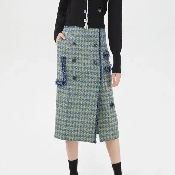 [BUNJANG] Lucky Chouette Houndstooth Skirt / 럭키슈에뜨 하운드 투스 스커트 38