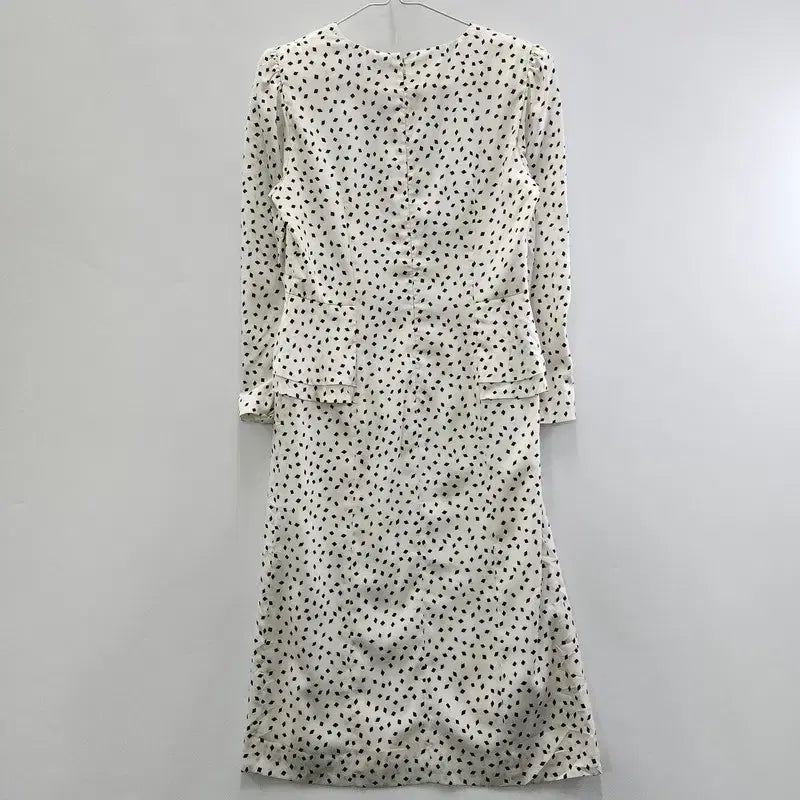 [BUNJANG] Vintage Avant-garde Puff Shoulder Diamond Pattern Maxi Dress / 빈티지 아방가르드 퍼프숄더 다이아패턴 맥시원피스 MADE IN JAPAN