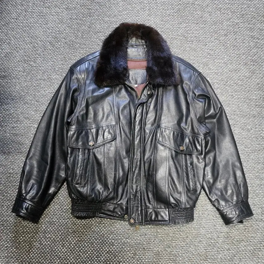 [BUNJANG] Vintage Real Lambskin Leather Jacket / 리얼 양가죽 빈티지 자켓    100사이즈