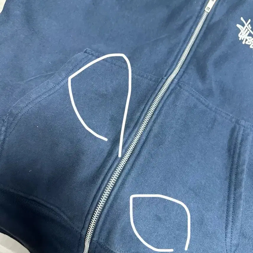 [BUNJANG] Stussy Navy Hooded Zip-up S / 스투시 후드집업 네이비 S
