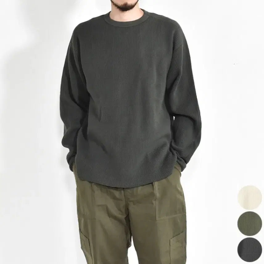 [BUNJANG] Pigvel Thermal Waffle Top Graphite Knitwear / 피그벨 써말 와플탑 니트 그라파이트 40size  / 3size