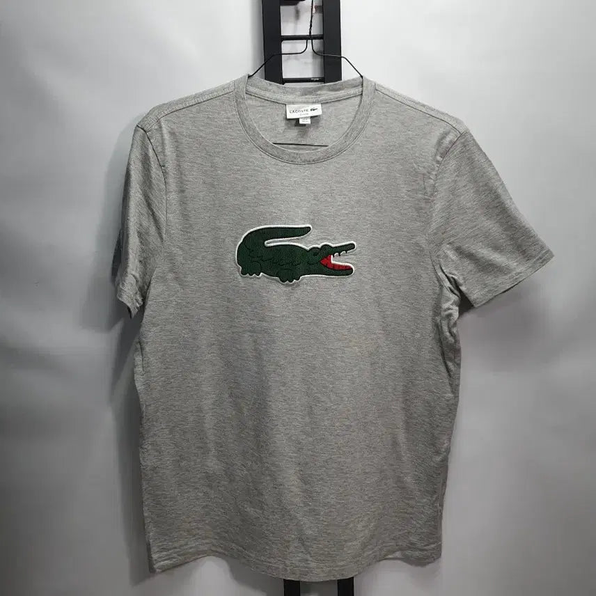 [BUNJANG] Lacoste Big Croc Gray T-shirt / 라코스테 반팔티 빅크록 그레이 xl