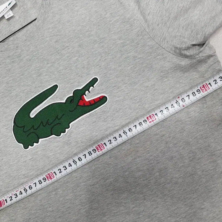 [BUNJANG] Lacoste Big Croc Gray T-shirt / 라코스테 반팔티 빅크록 그레이 xl